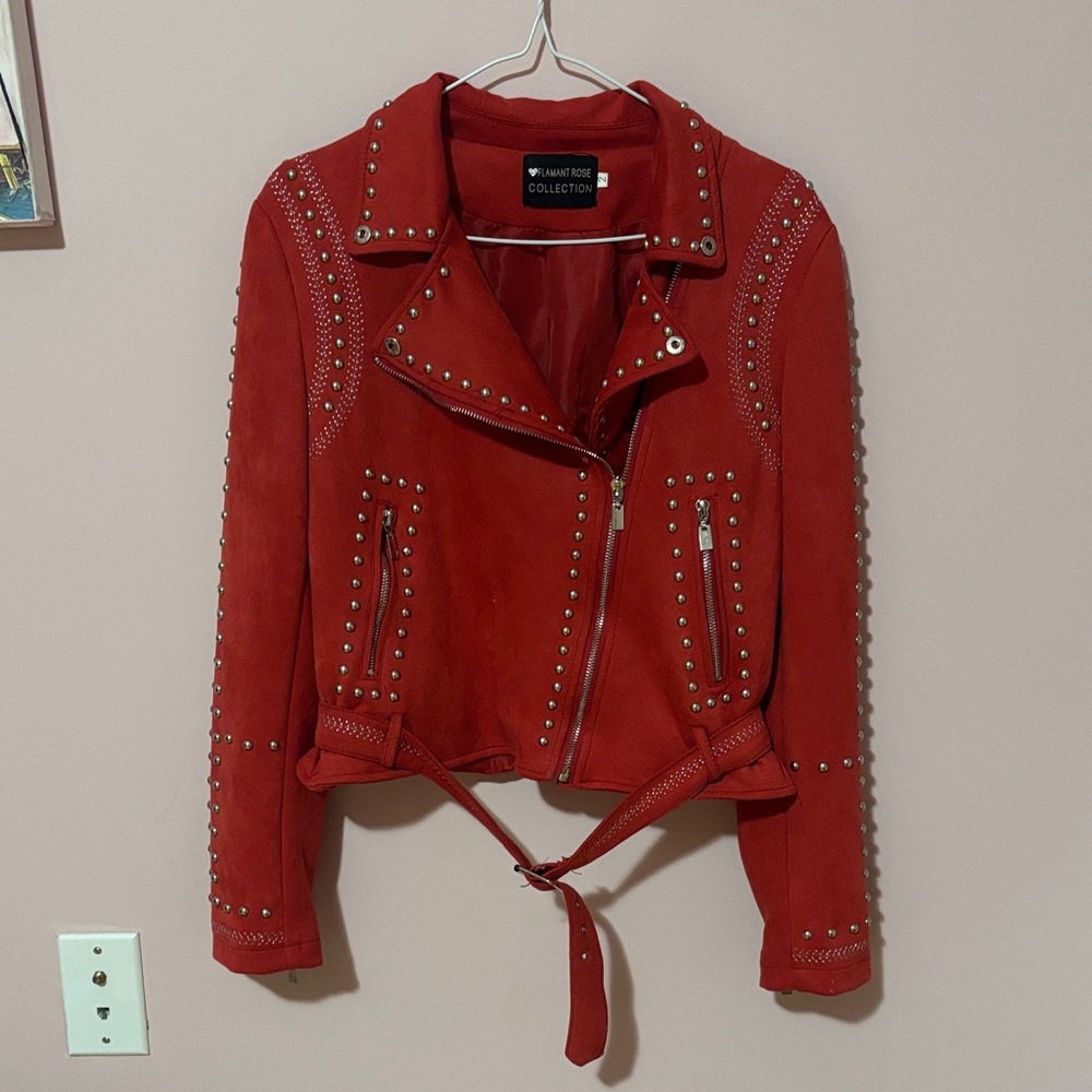 Red Studded Leather Jacket
